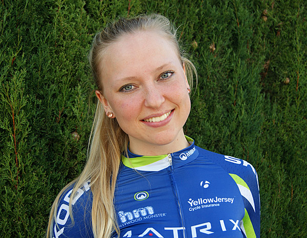 Sara Olsson i nya teamtröjan från Team Matrix Fitness Pro Cycling. -